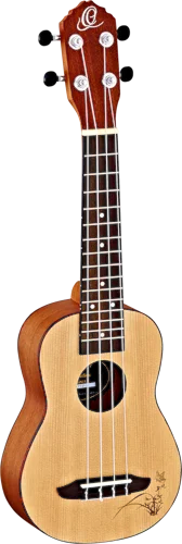 Ortega Guitars RU5-SO Bonfire Series Soprano Ukulele with Tortoise Binding and Laser Etching