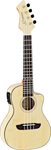 Ortega Guitars RUBO-CE Horizon Series Concert Ukulele Bamboo top, back & sides Open Pore Finish, Reverse Headstock with Free Deluxe Gig Bag & Built-in Electronics & Tuner