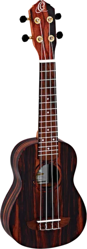 Ortega Guitars RUEB-SO Ebony Series Soprano Ukulele Ebony top, back & sides Open Pore Finish with Free Deluxe Gig Bag Image
