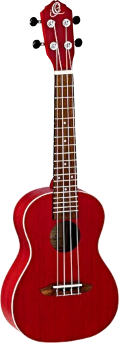 Ortega Guitars RUFIRE Earth Series Concert Ukulele with White ABS Binding Transparent Red Open Pore Finish