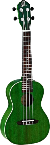 Ortega Guitars RUFOREST Earth Series Concert Ukulele with White ABS Binding Transparent Forest Green Open Pore Finish
