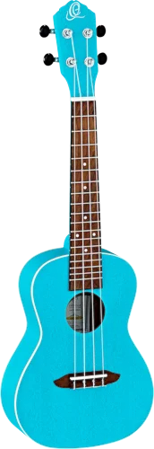 Ortega Guitars RULAGOON Earth Series Concert Ukulele with White ABS Binding Transparent Turquoise Open Pore Finish