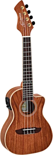 Ortega Guitars RUWN-CE Horizon Series Concert Ukulele Walnut top, back & sides Open Pore Finish, Reverse Headstock with Free Deluxe Gig Bag & Built-in Electronics & Tuner