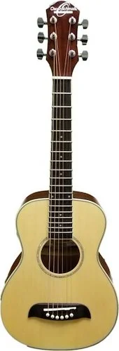 Oscar Schmidt OGQS-A 1/2 Parlor Acoustic Guitar. Natural Spruce