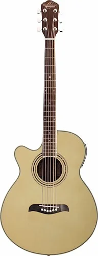 Oscar Schmidt OG10CENLH-A Folk Left-Handed Cutaway Acoustic Electric Guitar. Natural Spruce