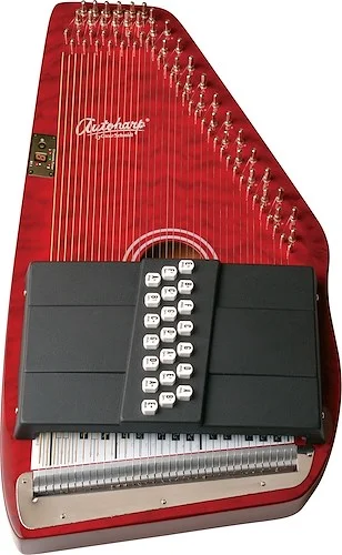 Oscar Schmidt OS21CQTR 21 Chord Acoustic Auto Harp. Quilt Trans Red