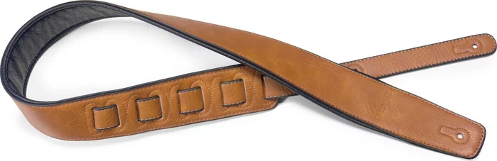 Honey-coloured padded leatherette guitar strap