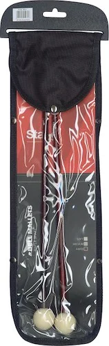 Pair of maple bell mallets with spherical white nylon head