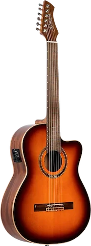 Performer Series Solid Top Slim Neck Reverse Acoustic-Electric Nylon Classical Guitar w/ Bag