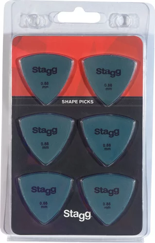Pack of 6 Stagg 0.88 mm triangular plastic picks