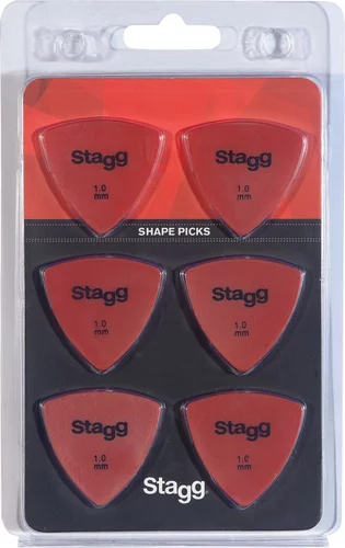 Pack of 6 Stagg 1 mm triangular plastic picks