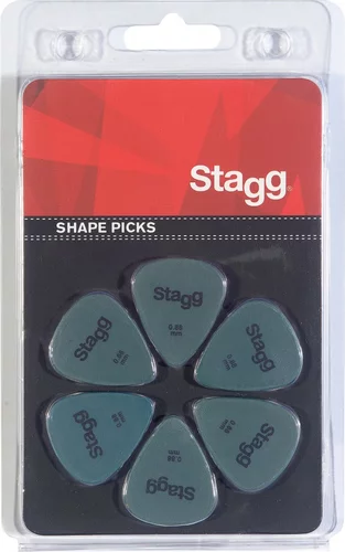 Pack of 6 Stagg 0.88 mm standard plastic picks