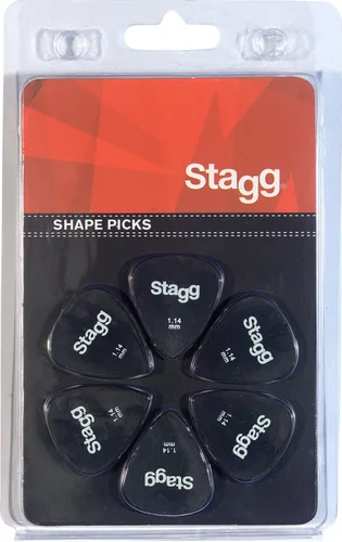 Pack of 6 Stagg 1.14 mm standard plastic picks