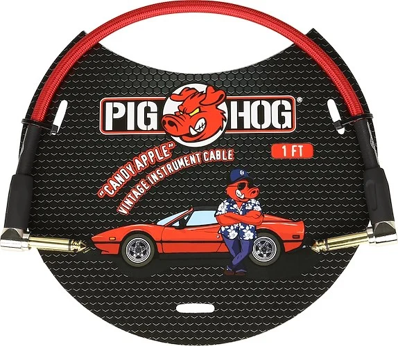 Pig Hog  "Candy Apple Red" 1ft Right Angled Patch Cables