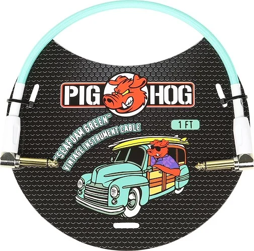Pig Hog  "Seafoam Green" 1ft Right Angled Patch Cables