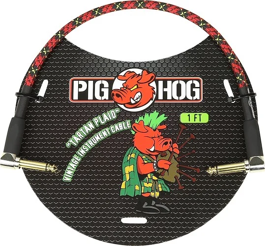 Pig Hog  "Tartan Plaid" 1ft Right Angled Patch Cables