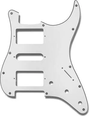 Primo Pickguard for Stratocaster, H-S-H Pickup Configuration<br>White 3-Ply (W/B/W) .090