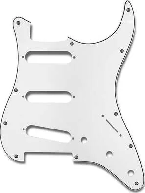 Primo Pickguard for Stratocaster, S-S-S Pickup Configuration<br>White 3-Ply (W/B/W) .090