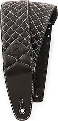 Pro-Performance Quilted Leather Straps (Guitar & Bass) Erebus Black-White Stitching