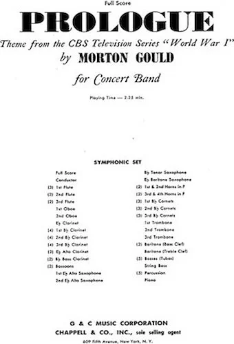 Prologue (from CBS TV Production World War I) - for Concert Band