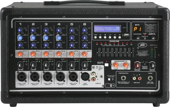 PVi Series 6ch 400W Powered Mixer with USB and Bluetooth