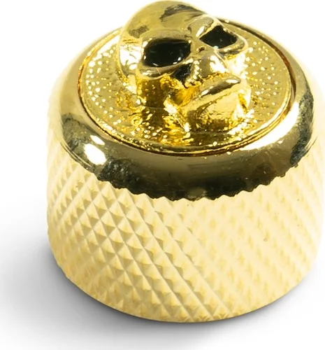 Q-Parts Knobs With Angry Skull Inlay - Dome Gold