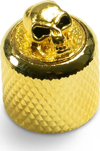 Q-Parts Knobs With Angry Skull Inlay - Mini Dome Gold