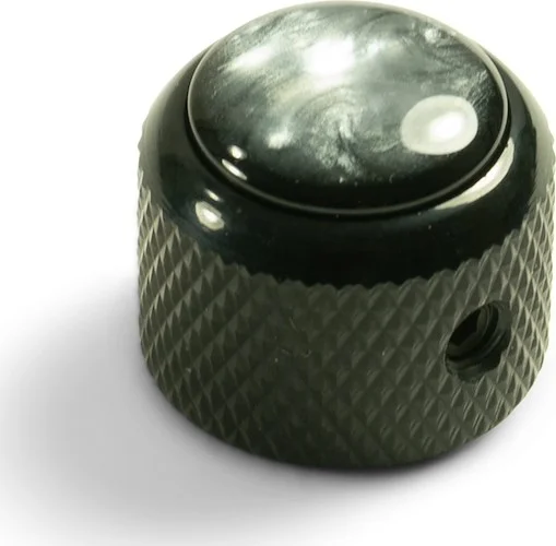 Q-Parts Knobs With Black Acrylic Pearl Inlay - Dome Black