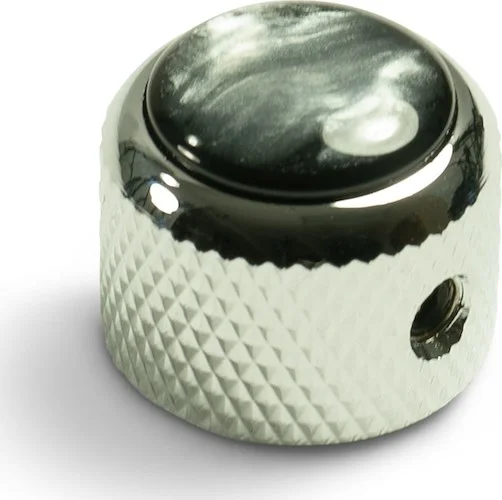 Q-Parts Knobs With Black Acrylic Pearl Inlay - Dome Chrome