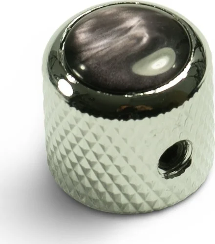 Q-Parts Knobs With Black Acrylic Pearl Inlay - Mini Dome Chrome