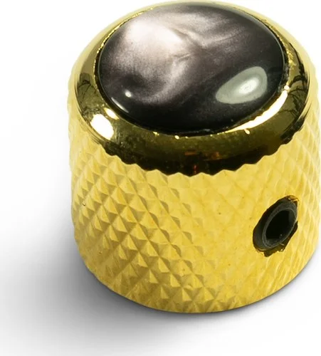 Q-Parts Knobs With Black Acrylic Pearl Inlay - Mini Dome Gold