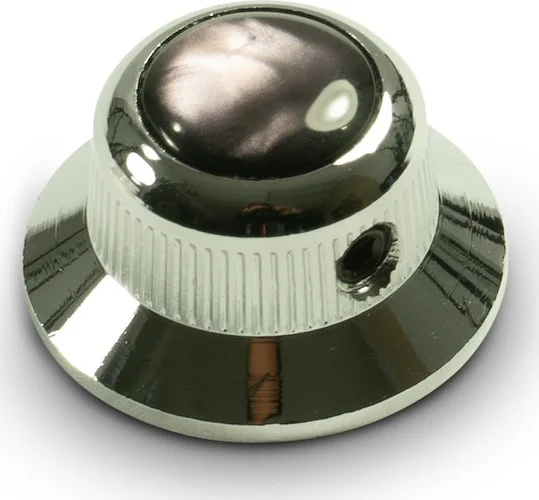 Q-Parts Knobs With Black Acrylic Pearl Inlay - UFO Chrome