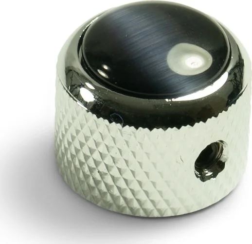 Q-Parts Knobs With Black Cats Eye Inlay - Dome Chrome