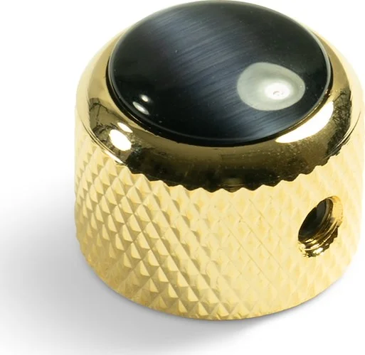 Q-Parts Knobs With Black Cats Eye Inlay - Dome Gold
