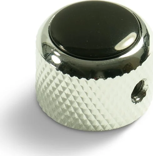 Q-Parts Knobs With Black Inlay - Dome Chrome