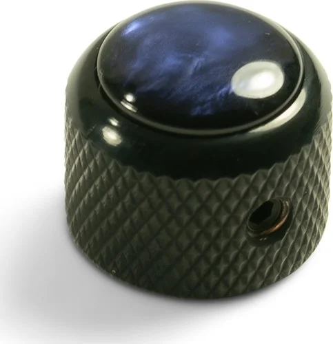 Q-Parts Knobs With Blue Acrylic Pearl Inlay - Dome Black