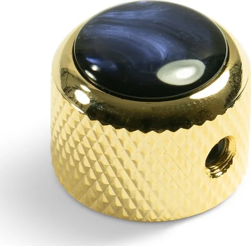 Q-Parts Knobs With Blue Acrylic Pearl Inlay - Dome Gold