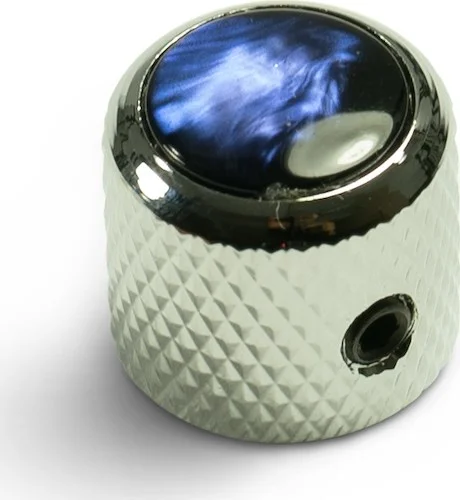 Q-Parts Knobs With Blue Acrylic Pearl Inlay - Mini Dome Chrome