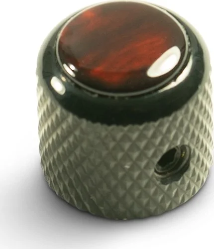 Q-Parts Knob With Red Acrylic Pearl Inlay - Mini Dome Black