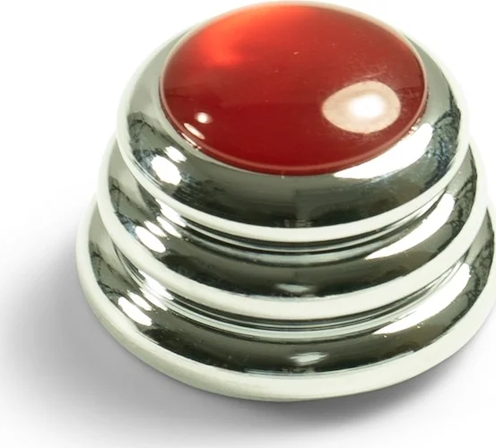 Q-Parts Knobs With Red Acrylic Pearl Inlay - Ringo Chrome