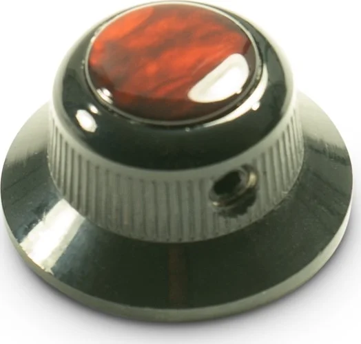 Q-Parts Knobs With Red Acrylic Pearl Inlay - UFO Black