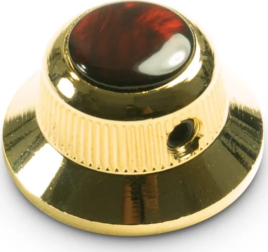 Q-Parts Knobs With Red Acrylic Pearl Inlay - UFO Gold