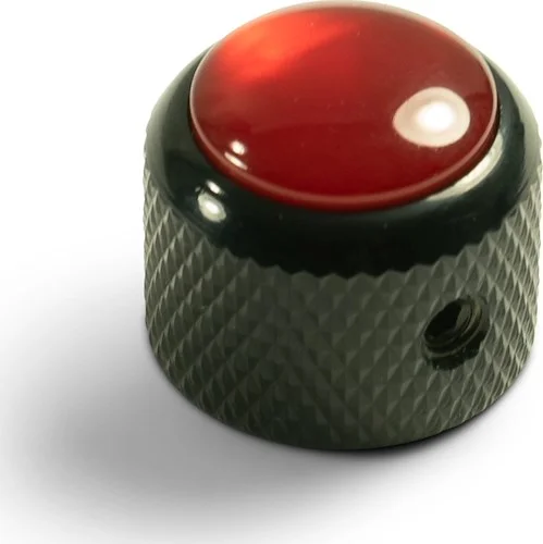 Q-Parts Knobs With Red Acrylic Pearl Inlay - Dome Black