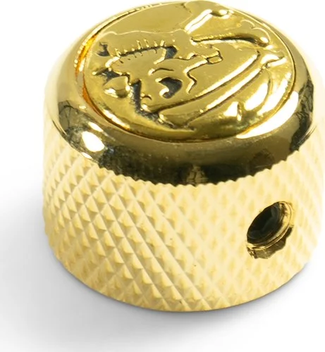 Q-Parts Knobs With Skull & Bones Inlay - Dome Gold
