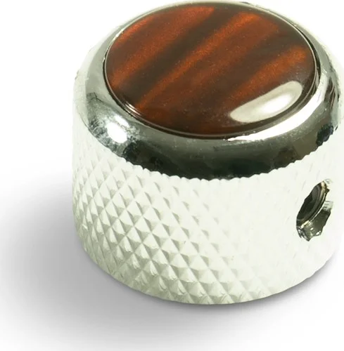 Q-Parts Knobs With Tortoise Inlay - Dome Chrome