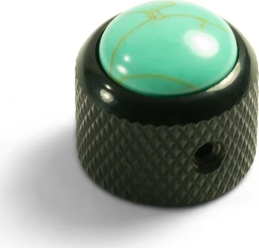 Q-Parts Knobs With Turquoise Inlay - Dome Black