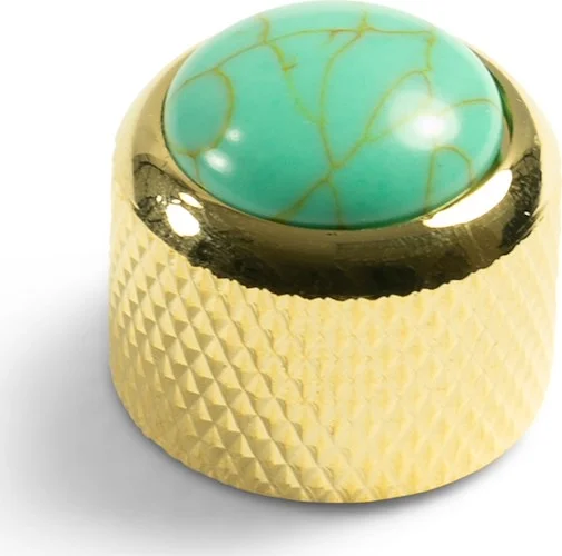 Q-Parts Knobs With Turquoise Inlay - Dome Gold