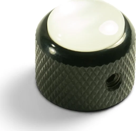Q-Parts Knobs With White Acrylic Pearl Inlay - Dome Black