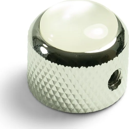 Q-Parts Knobs With White Acrylic Pearl Inlay - Dome Chrome