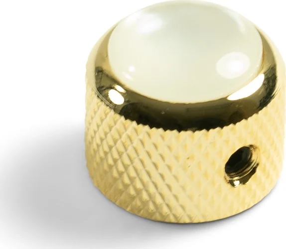 Q-Parts Knobs With White Acrylic Pearl Inlay - Dome Gold